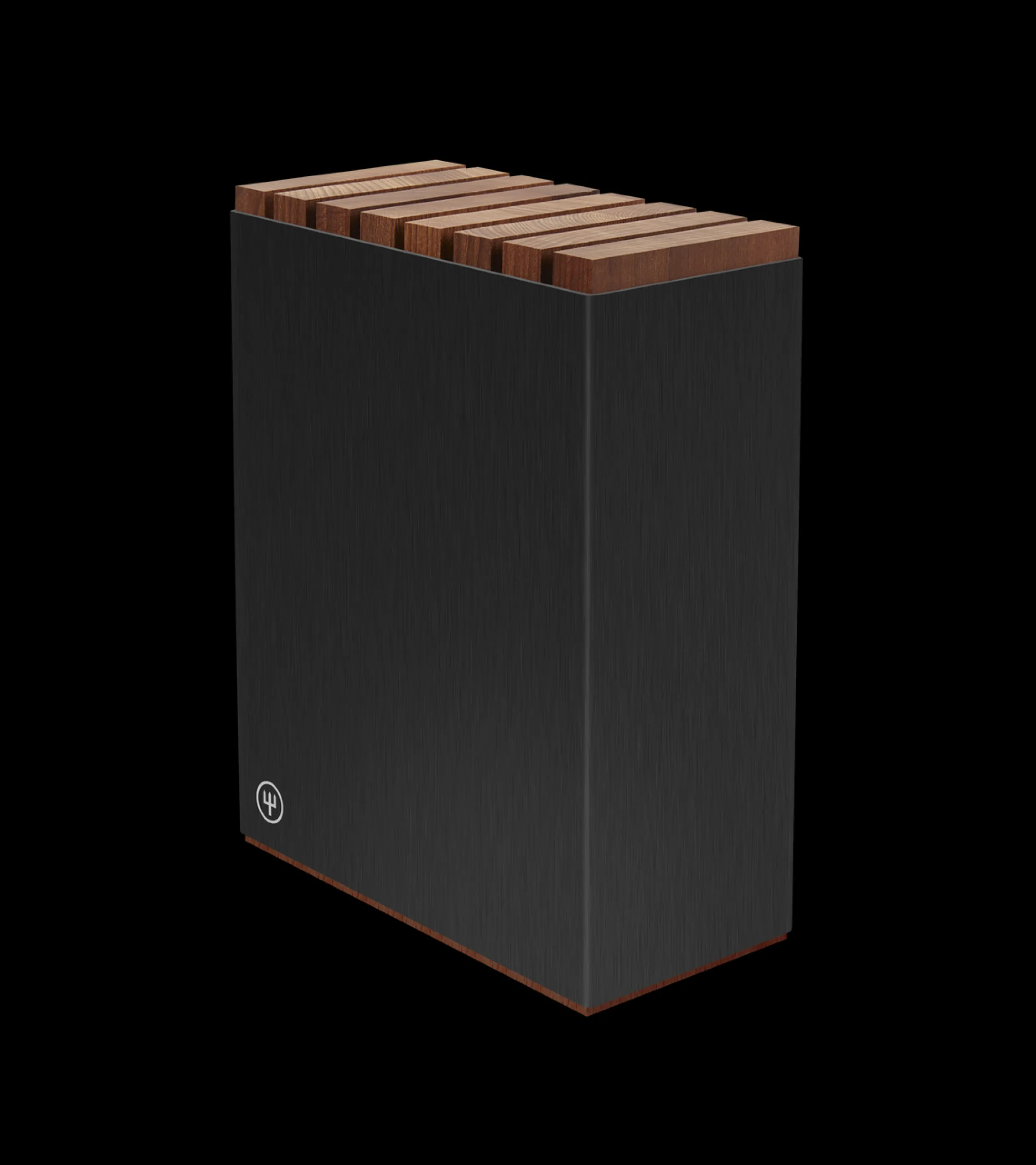 7-Slot Black Aluminum Knife Block with Wood Insert